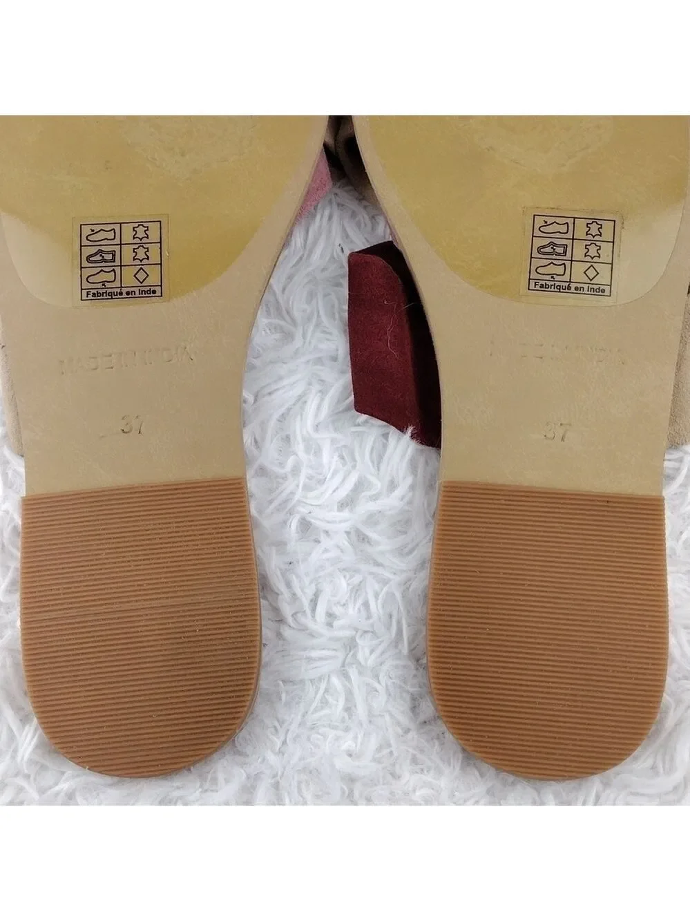 Free People Tan Pink Two Tone Leather Crisscross Round Toe Slide Flat Sandal